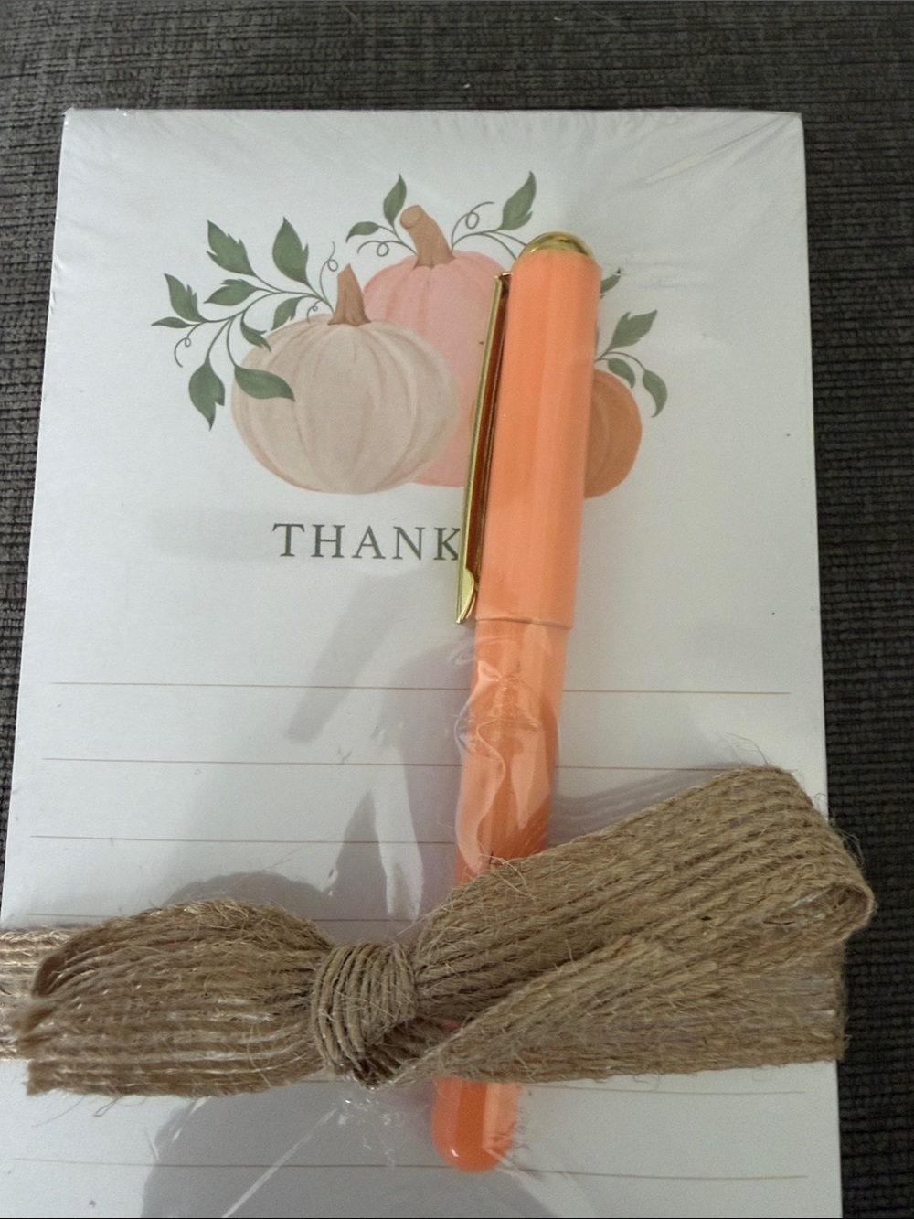 Thank You Lined Notepad & Pen Set - Peach Orange - Picture 2 of 3